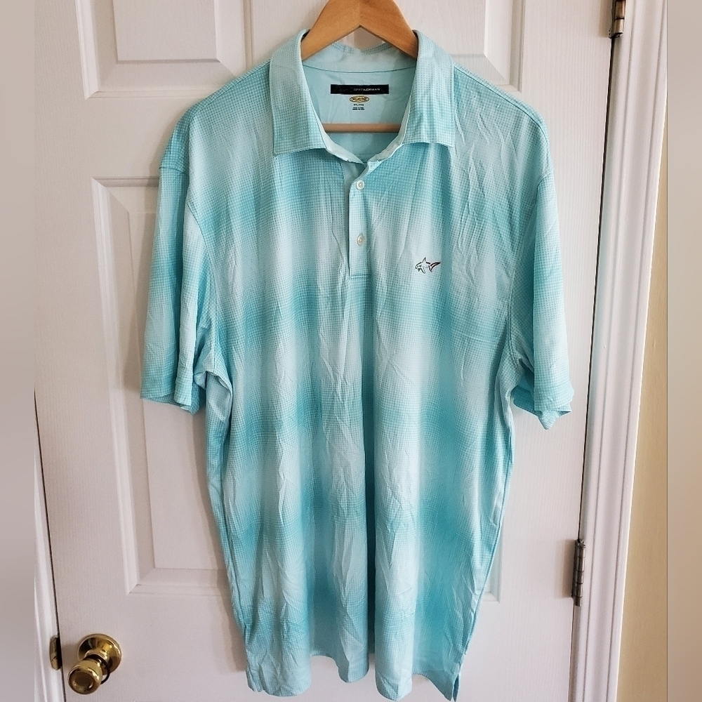 Greg Norman Play Dry Golf Polo Shirt Teal Short Sleeve Men's Size XXL Ombre